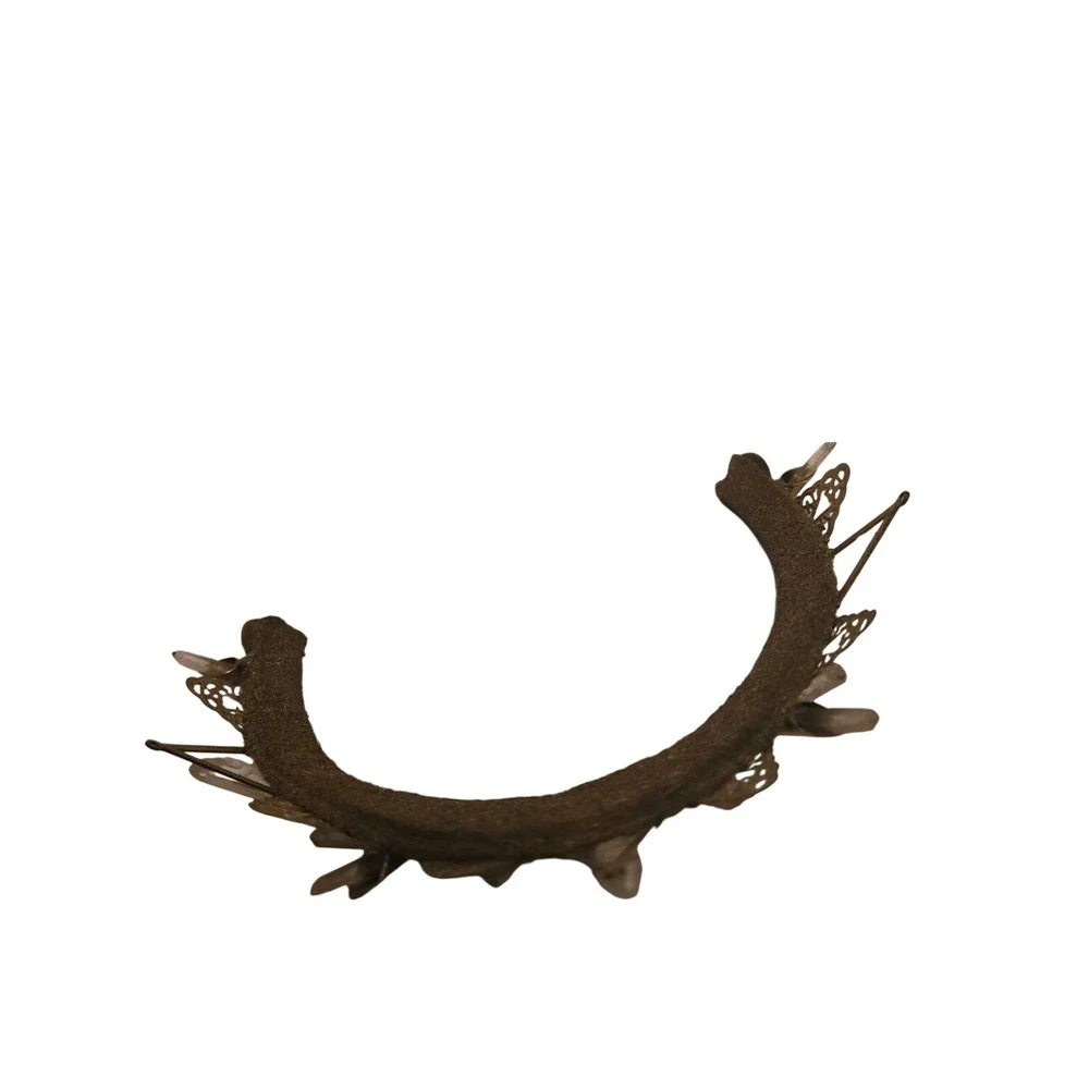 Loschy Designs Raw Quartz‎ Crystal Gold Filigree Crown Headband Tiara
